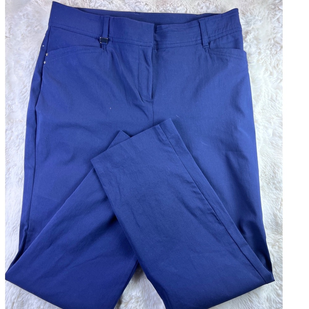 JM Collection Womens Cobalt Blue Straight Leg Dress Pants Sz 12P Office Wear A25